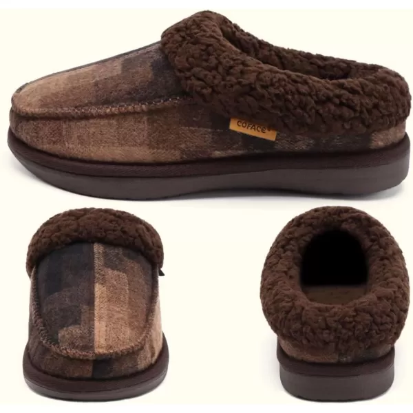 COFACE Mens Cozy Memory Foam Clog Slippers With Arch Support Explosive Suede Warm House Shoes Indoor Outdoor Slip On Rubber Sole Size 7-15)