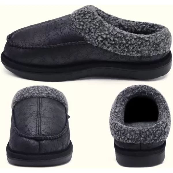 COFACE Mens Cozy Memory Foam Clog Slippers With Arch Support Explosive Suede Warm House Shoes Indoor Outdoor Slip On Rubber Sole Size 7-15)