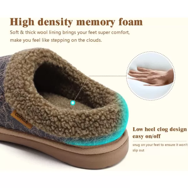 COFACE Mens Cozy Memory Foam Clog Slippers With Arch Support Explosive Suede Warm House Shoes Indoor Outdoor Slip On Rubber Sole Size 7-15)