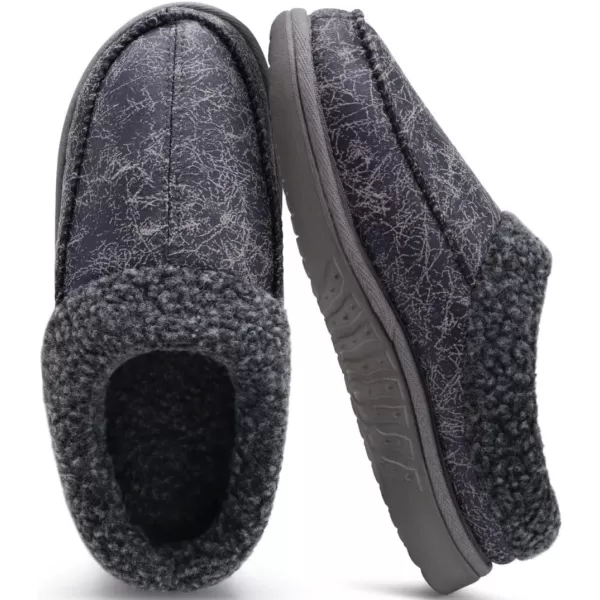 COFACE Mens Cozy Memory Foam Clog Slippers With Arch Support Explosive Suede Warm House Shoes Indoor Outdoor Slip On Rubber Sole Size 7-15)
