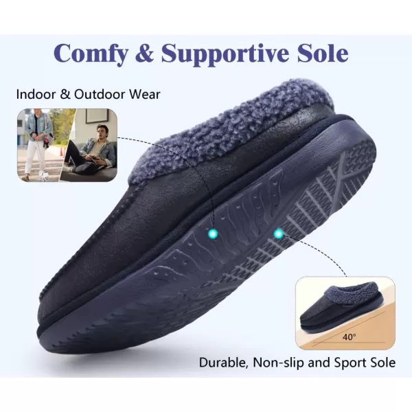 COFACE Mens Cozy Memory Foam Clog Slippers With Arch Support Explosive Suede Warm House Shoes Indoor Outdoor Slip On Rubber Sole Size 7-15)