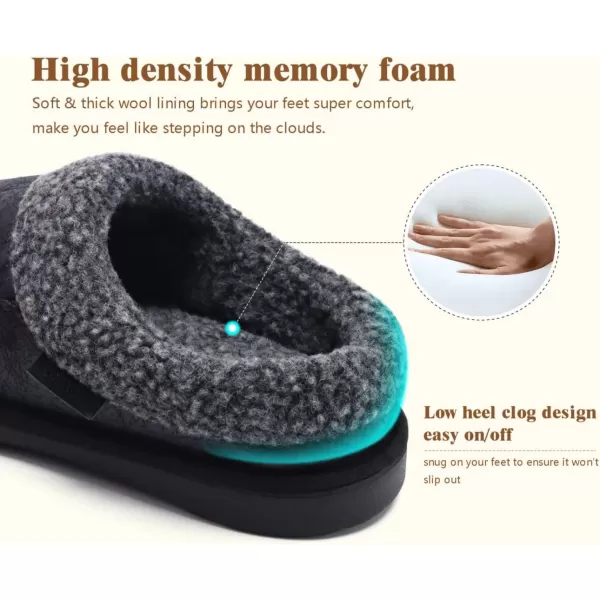 COFACE Mens Cozy Memory Foam Clog Slippers With Arch Support Explosive Suede Warm House Shoes Indoor Outdoor Slip On Rubber Sole Size 7-15)