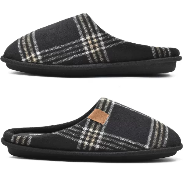 COFACE Mens Memory Foam House Slippers Slip On Cozy Scuff Plaid Shoes Indoor/Outdoor with Best Arch Surpport