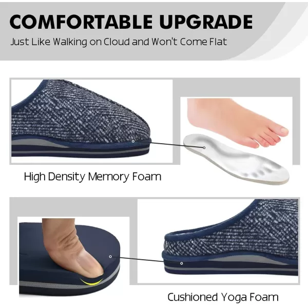 COFACE Mens Memory Foam House Slippers Slip On Cozy Scuff Plaid Shoes Indoor/Outdoor with Best Arch Surpport