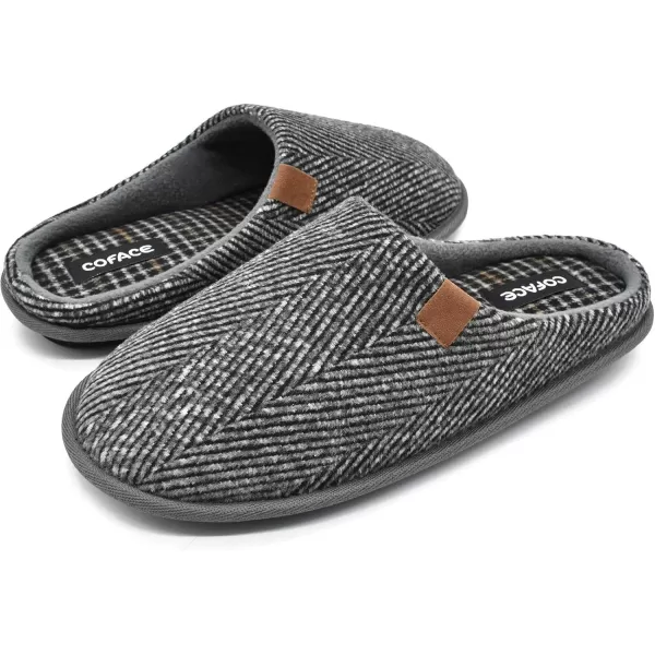 COFACE Mens Memory Foam House Slippers Slip On Cozy Scuff Plaid Shoes Indoor/Outdoor with Best Arch Surpport