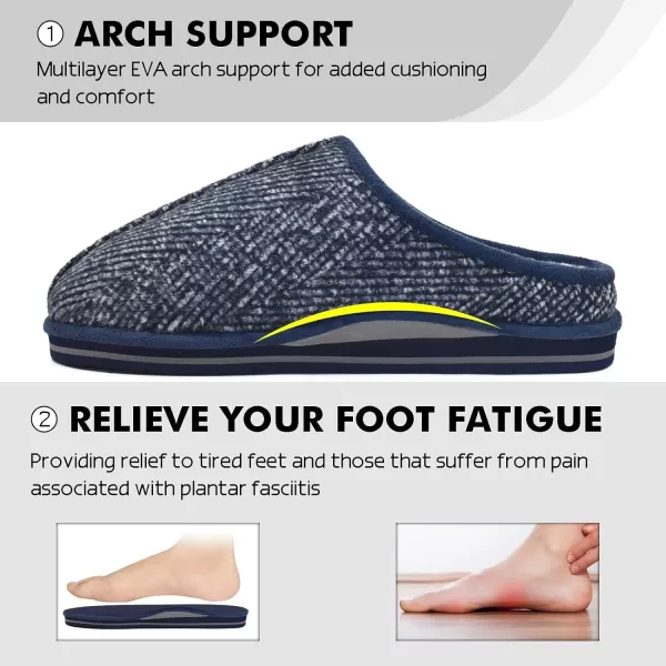 COFACE Mens Memory Foam House Slippers Slip On Cozy Scuff Plaid Shoes Indoor/Outdoor with Best Arch Surpport