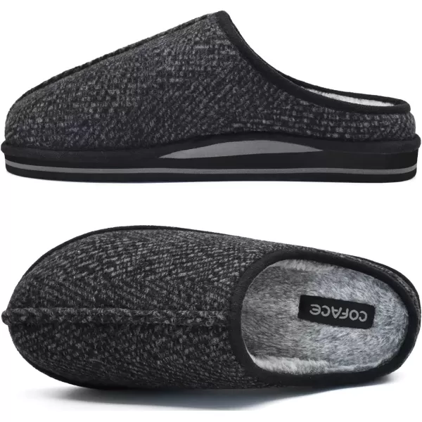 COFACE Mens Memory Foam House Slippers Slip On Cozy Scuff Plaid Shoes Indoor/Outdoor with Best Arch Surpport