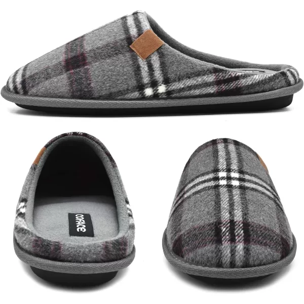 COFACE Mens Memory Foam House Slippers Slip On Cozy Scuff Plaid Shoes Indoor/Outdoor with Best Arch Surpport