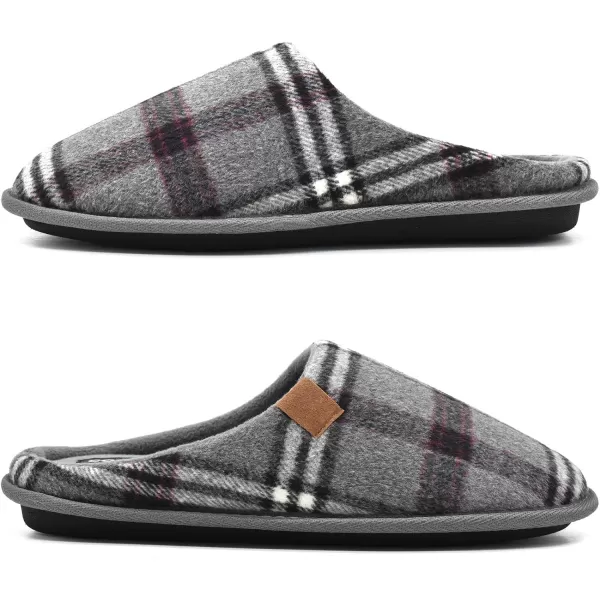 COFACE Mens Memory Foam House Slippers Slip On Cozy Scuff Plaid Shoes Indoor/Outdoor with Best Arch Surpport
