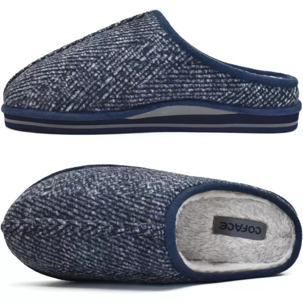 COFACE Mens Memory Foam House Slippers Slip On Cozy Scuff Plaid Shoes Indoor/Outdoor with Best Arch Surpport
