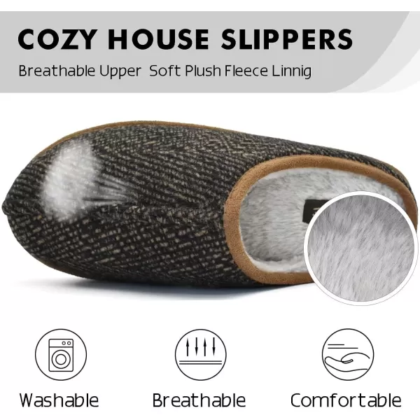 COFACE Mens Memory Foam House Slippers Slip On Cozy Scuff Plaid Shoes Indoor/Outdoor with Best Arch Surpport