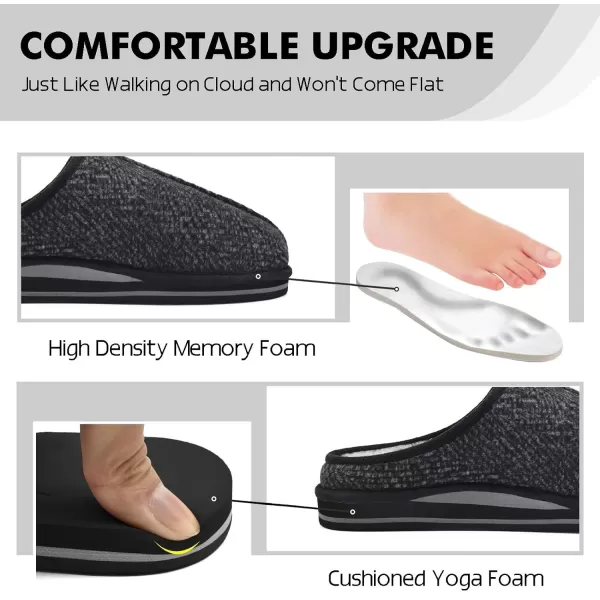 COFACE Mens Memory Foam House Slippers Slip On Cozy Scuff Plaid Shoes Indoor/Outdoor with Best Arch Surpport