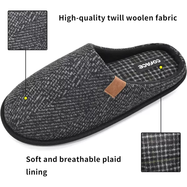COFACE Mens Memory Foam House Slippers Slip On Cozy Scuff Plaid Shoes Indoor/Outdoor with Best Arch Surpport