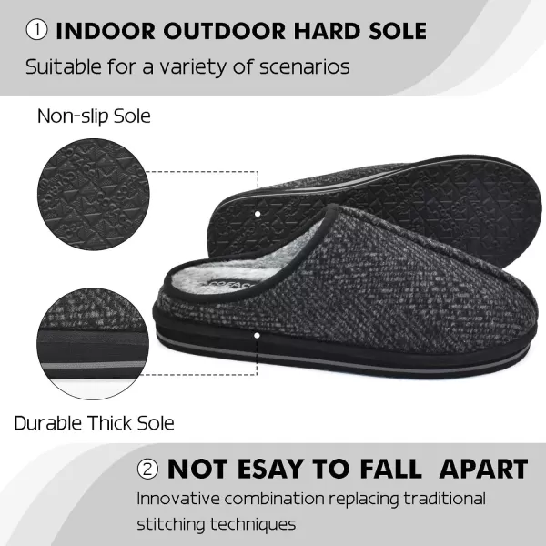 COFACE Mens Memory Foam House Slippers Slip On Cozy Scuff Plaid Shoes Indoor/Outdoor with Best Arch Surpport