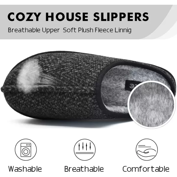COFACE Mens Memory Foam House Slippers Slip On Cozy Scuff Plaid Shoes Indoor/Outdoor with Best Arch Surpport