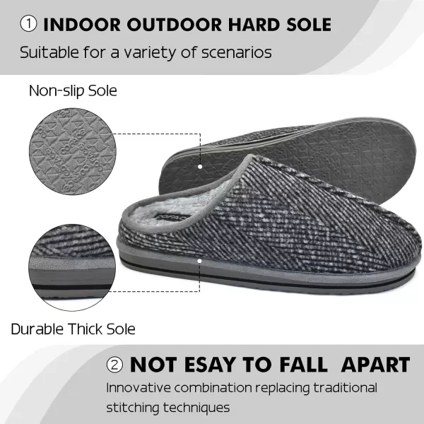 COFACE Mens Memory Foam House Slippers Slip On Cozy Scuff Plaid Shoes Indoor/Outdoor with Best Arch Surpport