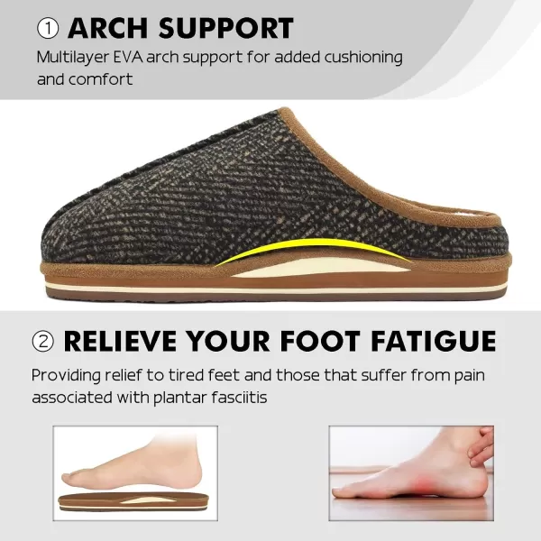 COFACE Mens Memory Foam House Slippers Slip On Cozy Scuff Plaid Shoes Indoor/Outdoor with Best Arch Surpport