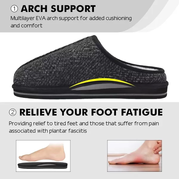 COFACE Mens Memory Foam House Slippers Slip On Cozy Scuff Plaid Shoes Indoor/Outdoor with Best Arch Surpport