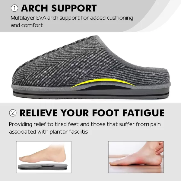 COFACE Mens Memory Foam House Slippers Slip On Cozy Scuff Plaid Shoes Indoor/Outdoor with Best Arch Surpport