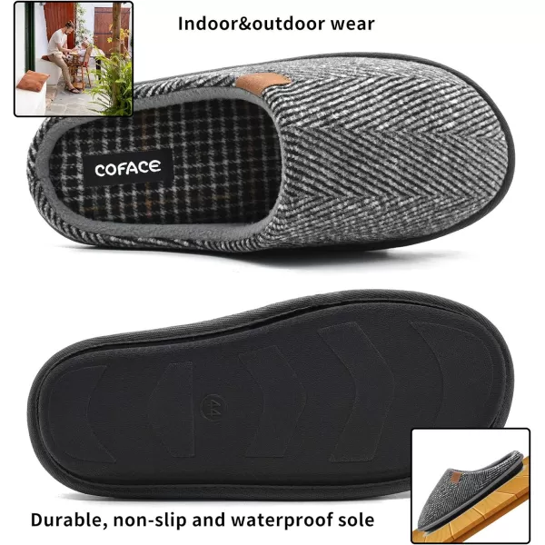 COFACE Mens Memory Foam House Slippers Slip On Cozy Scuff Plaid Shoes Indoor/Outdoor with Best Arch Surpport
