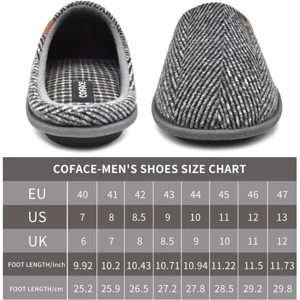 COFACE Mens Memory Foam House Slippers Slip On Cozy Scuff Plaid Shoes Indoor/Outdoor with Best Arch Surpport