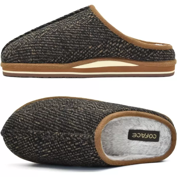 COFACE Mens Memory Foam House Slippers Slip On Cozy Scuff Plaid Shoes Indoor/Outdoor with Best Arch Surpport