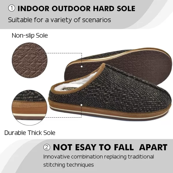 COFACE Mens Memory Foam House Slippers Slip On Cozy Scuff Plaid Shoes Indoor/Outdoor with Best Arch Surpport