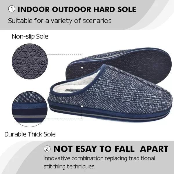 COFACE Mens Memory Foam House Slippers Slip On Cozy Scuff Plaid Shoes Indoor/Outdoor with Best Arch Surpport
