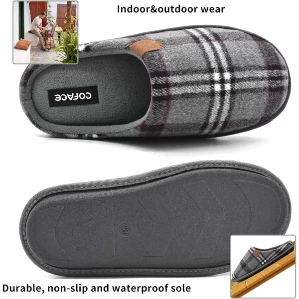 COFACE Mens Memory Foam House Slippers Slip On Cozy Scuff Plaid Shoes Indoor/Outdoor with Best Arch Surpport
