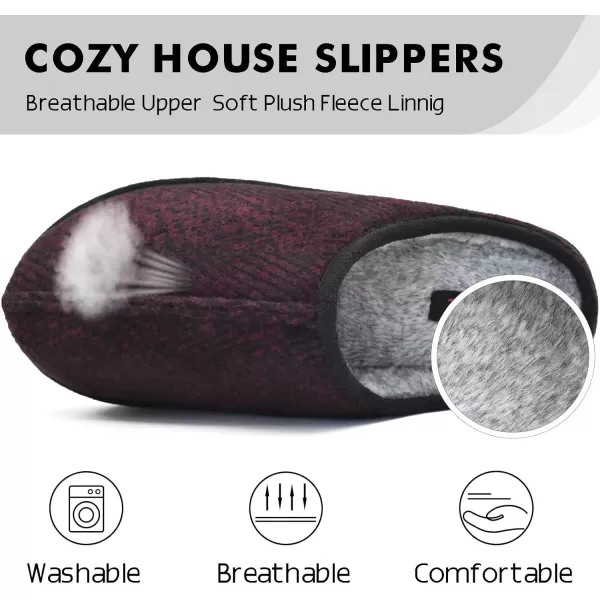 COFACE Mens Memory Foam House Slippers Slip On Cozy Scuff Plaid Shoes Indoor/Outdoor with Best Arch Surpport
