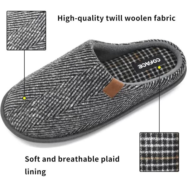 COFACE Mens Memory Foam House Slippers Slip On Cozy Scuff Plaid Shoes Indoor/Outdoor with Best Arch Surpport