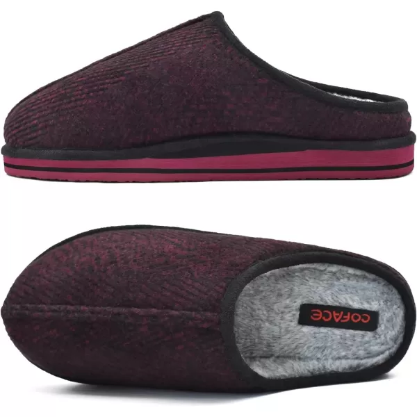 COFACE Mens Memory Foam House Slippers Slip On Cozy Scuff Plaid Shoes Indoor/Outdoor with Best Arch Surpport