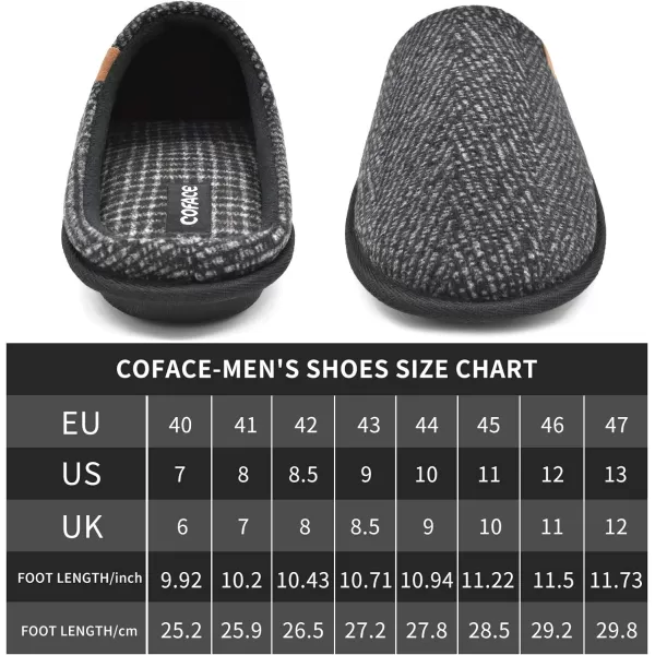 COFACE Mens Memory Foam House Slippers Slip On Cozy Scuff Plaid Shoes Indoor/Outdoor with Best Arch Surpport