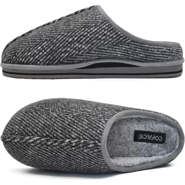 COFACE Mens Memory Foam House Slippers Slip On Cozy Scuff Plaid Shoes Indoor/Outdoor with Best Arch Surpport