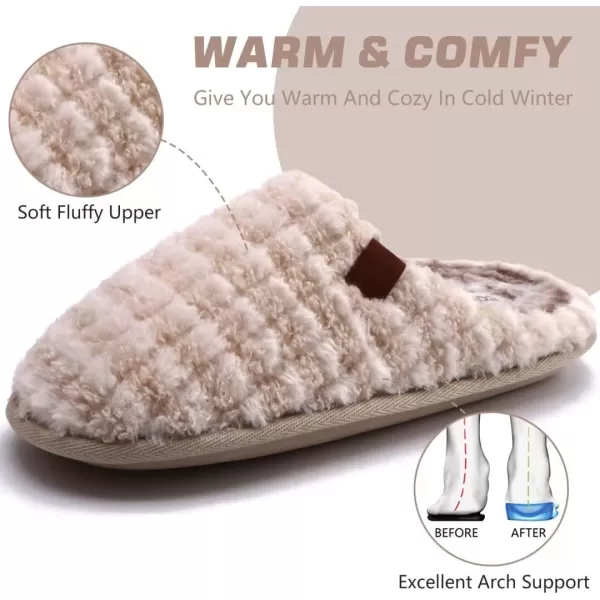 COFACE Unisex Mens Womens Cozy Memory Foam Scuff Slippers Casual Slip On Warm House Shoes Indoor/Outdoor Sandal Slippers With Arch Support Rubber Sole Size 4-15
