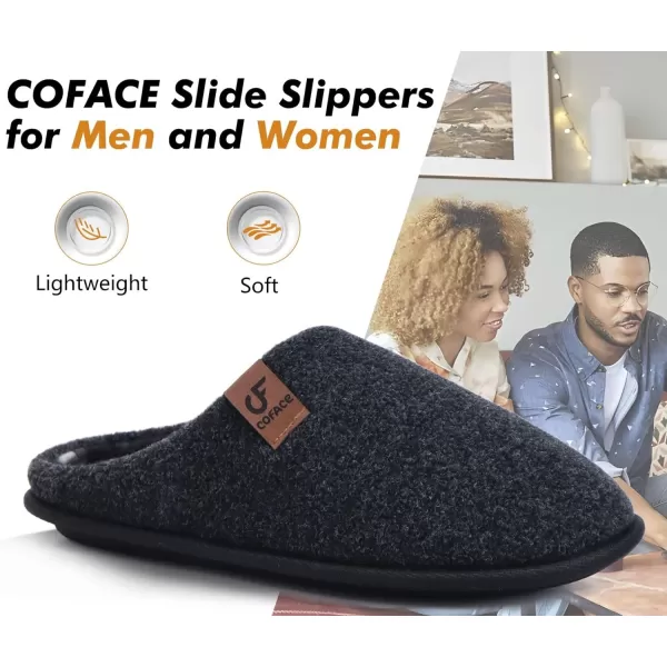 COFACE Unisex Mens Womens Cozy Memory Foam Scuff Slippers Casual Slip On Warm House Shoes Indoor/Outdoor Sandal Slippers With Arch Support Rubber Sole Size 4-15