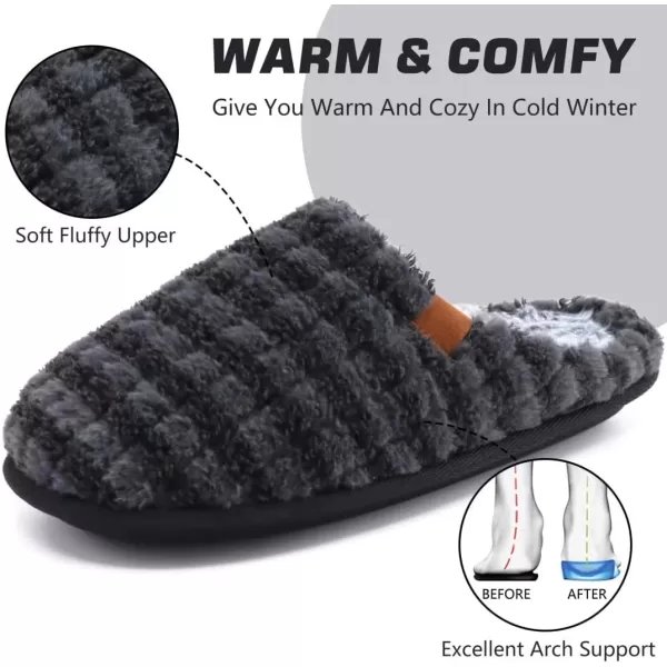 COFACE Unisex Mens Womens Cozy Memory Foam Scuff Slippers Casual Slip On Warm House Shoes Indoor/Outdoor Sandal Slippers With Arch Support Rubber Sole Size 4-15