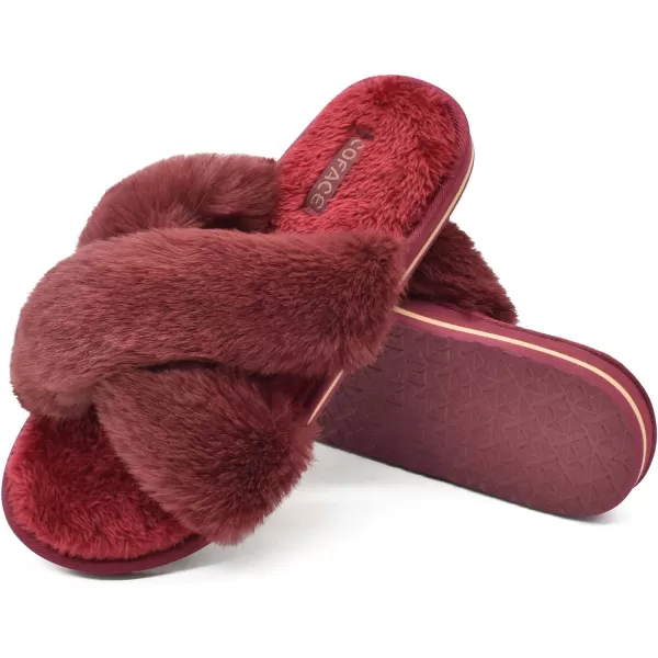 COFACE Womens Fuzzy Slides Fluff Faux Fur House Slippers Open Toe Slip On Soft Memory Foam Slippers with Arch Support Indoor Outdoor,Clearance