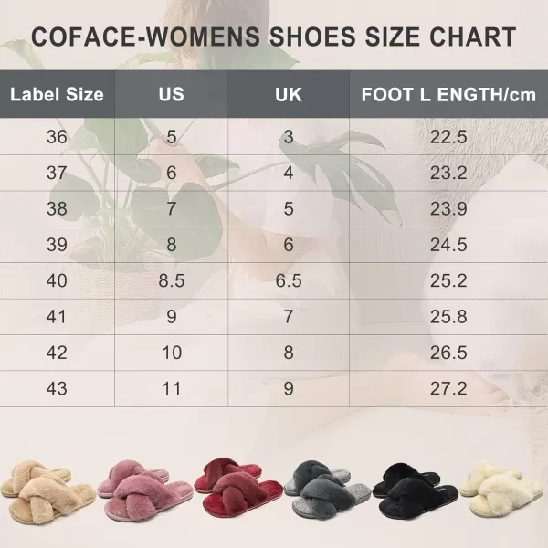 COFACE Womens Fuzzy Slides Fluff Faux Fur House Slippers Open Toe Slip On Soft Memory Foam Slippers with Arch Support Indoor Outdoor,Clearance