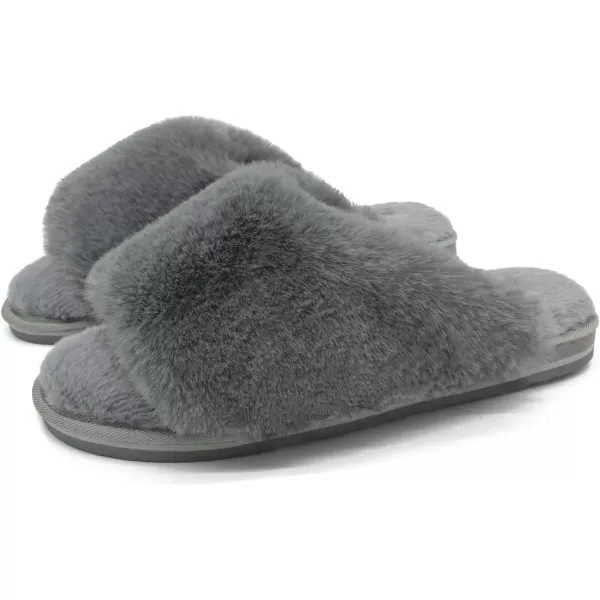 COFACE Womens Fuzzy Slides Fluff Faux Fur House Slippers Open Toe Slip On Soft Memory Foam Slippers with Arch Support Indoor Outdoor,Clearance