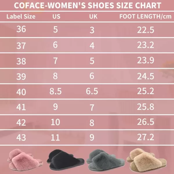 COFACE Womens Fuzzy Slides Fluff Faux Fur House Slippers Open Toe Slip On Soft Memory Foam Slippers with Arch Support Indoor Outdoor,Clearance