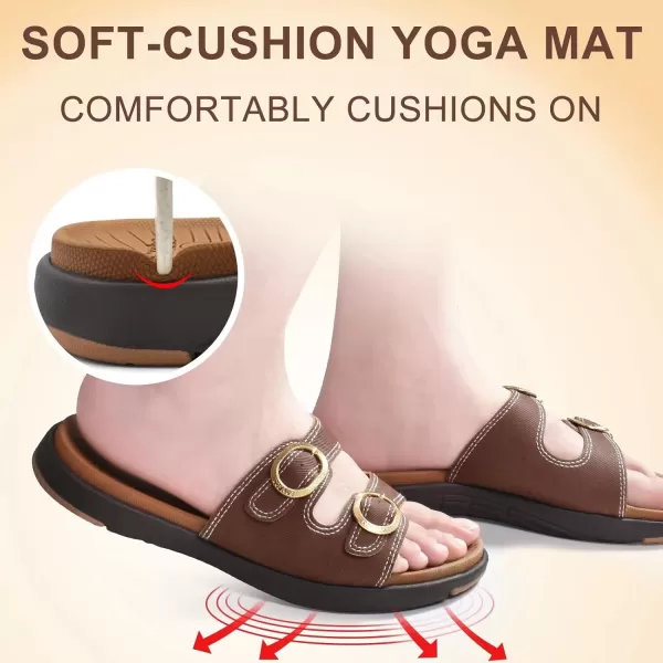 COFACE Womens Orthotic Slides Comfort Plantar Fasciitis Arch Support Slip on Flat Sandals Ladies Soft Cushion Fashion Yoga Mat Slippers With Adjustable Straps