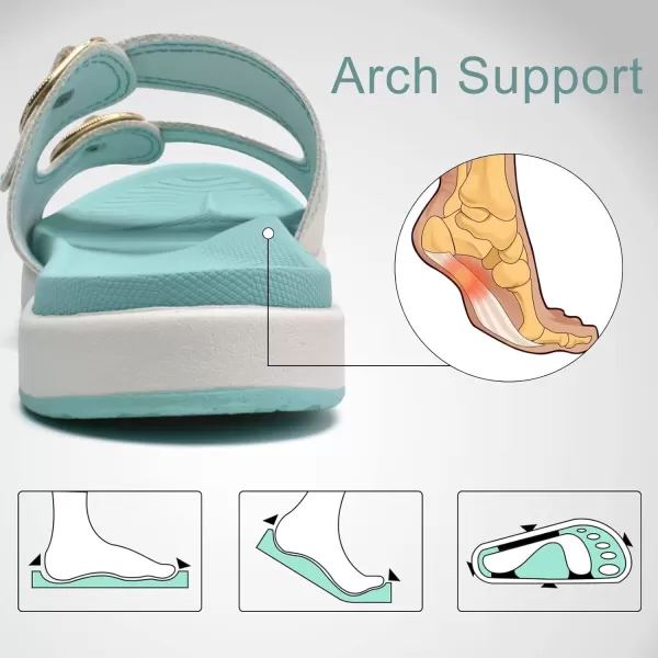 COFACE Womens Orthotic Slides Comfort Plantar Fasciitis Arch Support Slip on Flat Sandals Ladies Soft Cushion Fashion Yoga Mat Slippers With Adjustable Straps