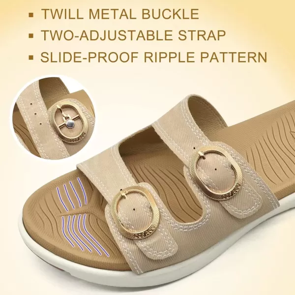 COFACE Womens Orthotic Slides Comfort Plantar Fasciitis Arch Support Slip on Flat Sandals Ladies Soft Cushion Fashion Yoga Mat Slippers With Adjustable Straps