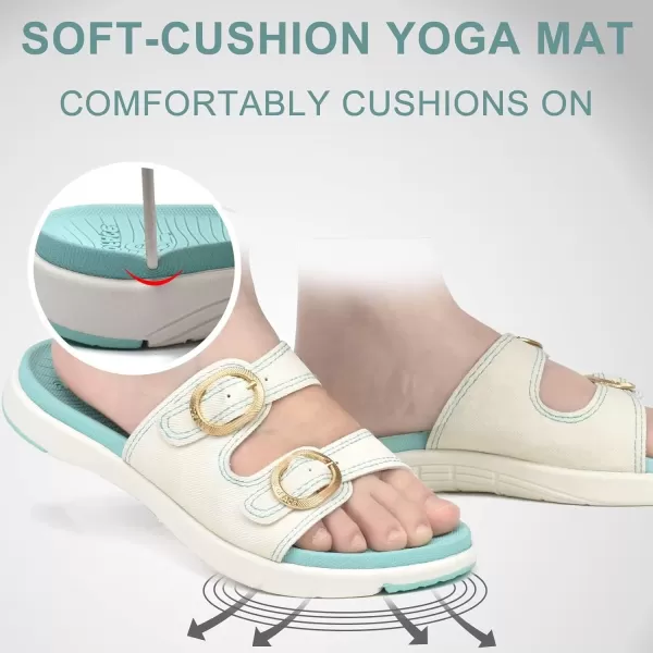 COFACE Womens Orthotic Slides Comfort Plantar Fasciitis Arch Support Slip on Flat Sandals Ladies Soft Cushion Fashion Yoga Mat Slippers With Adjustable Straps