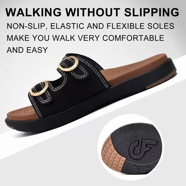 COFACE Womens Orthotic Slides Comfort Plantar Fasciitis Arch Support Slip on Flat Sandals Ladies Soft Cushion Fashion Yoga Mat Slippers With Adjustable Straps