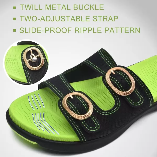 COFACE Womens Orthotic Slides Comfort Plantar Fasciitis Arch Support Slip on Flat Sandals Ladies Soft Cushion Fashion Yoga Mat Slippers With Adjustable Straps