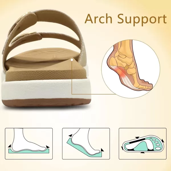 COFACE Womens Orthotic Slides Comfort Plantar Fasciitis Arch Support Slip on Flat Sandals Ladies Soft Cushion Fashion Yoga Mat Slippers With Adjustable Straps