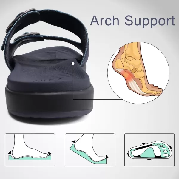 COFACE Womens Orthotic Slides Comfort Plantar Fasciitis Arch Support Slip on Flat Sandals Ladies Soft Cushion Fashion Yoga Mat Slippers With Adjustable Straps