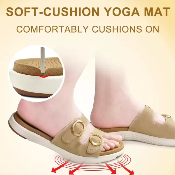 COFACE Womens Orthotic Slides Comfort Plantar Fasciitis Arch Support Slip on Flat Sandals Ladies Soft Cushion Fashion Yoga Mat Slippers With Adjustable Straps